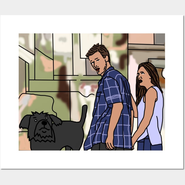 Cute Dog Distracts Boyfriend Wall Art by ellenhenryart